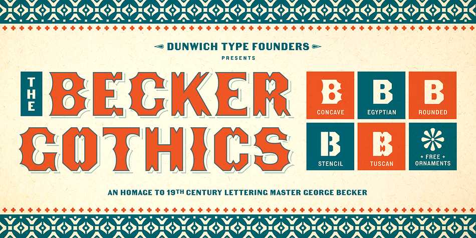 The Becker Gothics pay homage to the nineteenth century American lettering master George Becker.