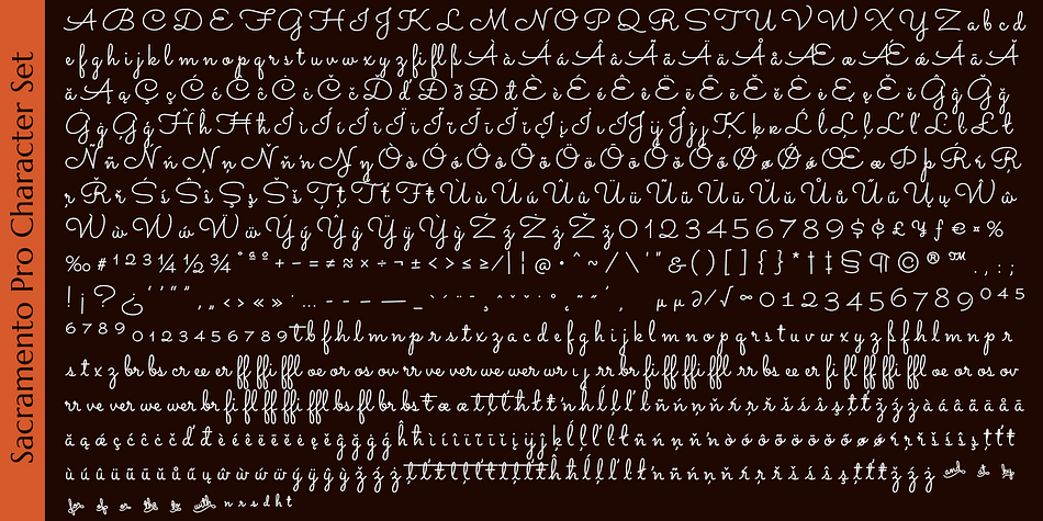 Discretionary Ligatures* for catch words like “and”, “at”, “by”, “for”, “of”, “or”, “the”, “to”, and “with”.