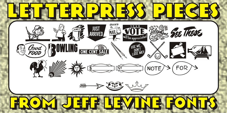 From cartoons to ad helpers to embellishments and ornaments, Letterpress Pieces JNL is another collection of vintage imagery from the pre-computer era of printing and advertising.