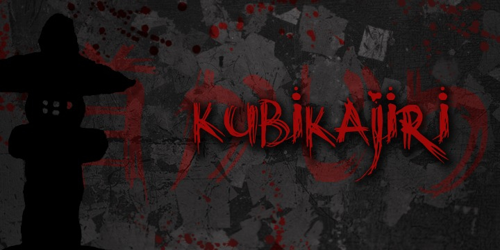 

Kubikajiri is a scary, scratchy font, hand-made using India ink and a sharp, old-fashioned pen.