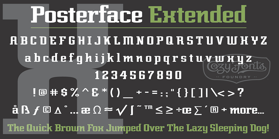 Posterface font family sample image.