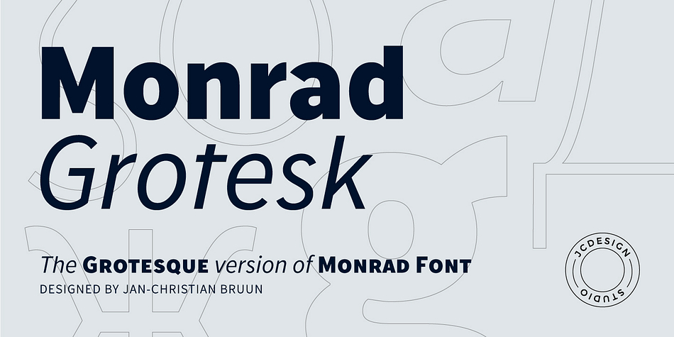 Monrad Grotesk is a modern font characterized as a sans serif.