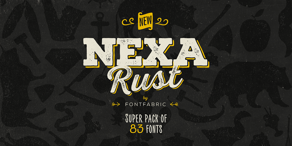 Nexa Rust from Fontfabric Type Foundry is a multifaceted font system consisting of font sub-families Sans, Slab, Script, Handmade and Extras.