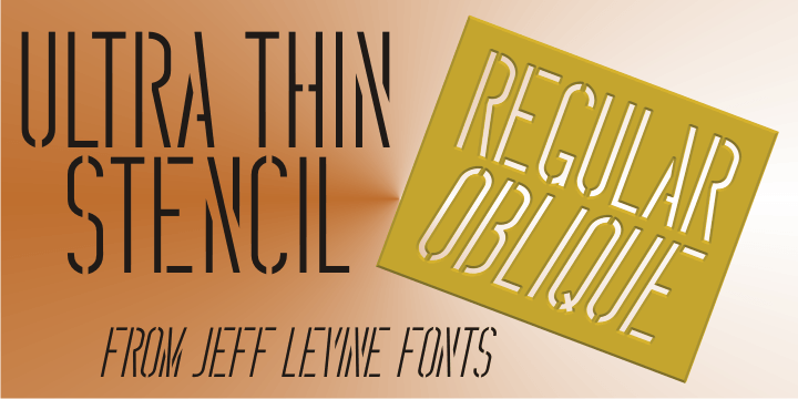Displaying the beauty and characteristics of the Ultra Thin Stencil JNL font family.