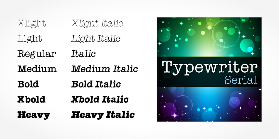 Highlighting the Typewriter Serial font family.