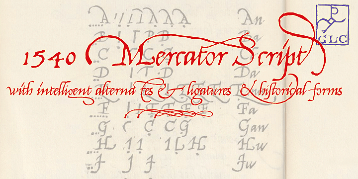 This font was created inspired from the so called "Litterarum latinarum, quas italicas, cursoriasque vocant, scribendum Ratio" (Louvain 1540), a manual intended to calligraphers by the well known scientist Gerhard Mercator.