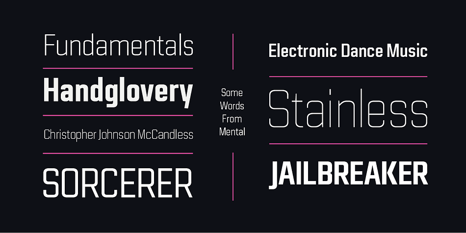 Displaying the beauty and characteristics of the Mental font family.