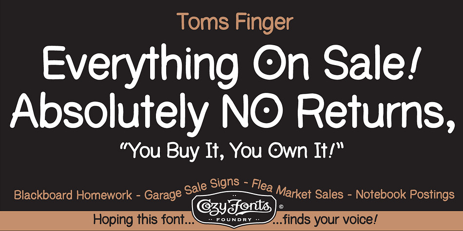 Emphasizing the favorited Toms font family.
