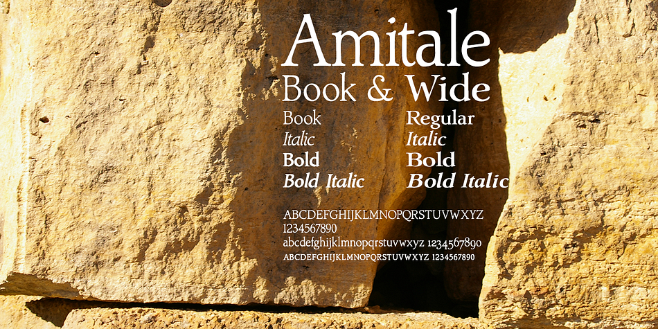 Displaying the beauty and characteristics of the Amitale  font family.