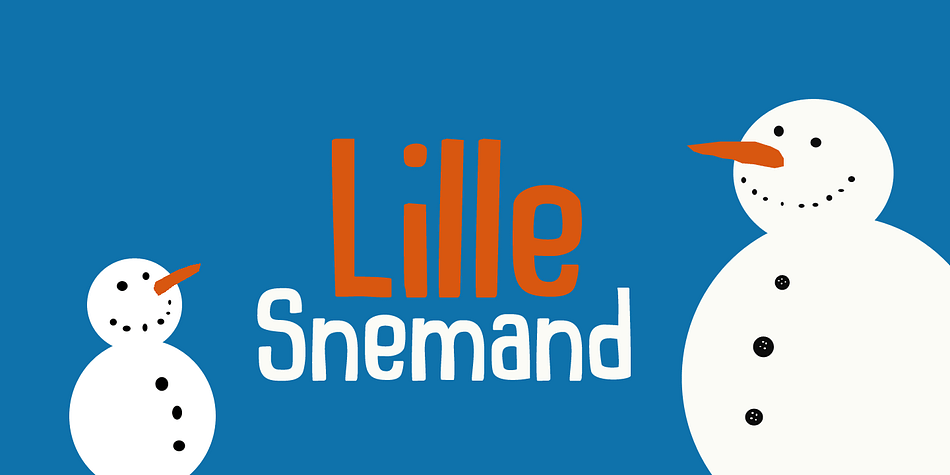 Lille Snemand, in Danish, means Little Snowman - like the Little Mermaid, but then colder… Lille Snemand is kin to the original Snemand font, which is an all caps typeface, but unlike its big brother, Lille Snemand comes with lowercase glyphs.