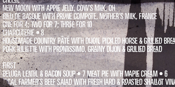 Motel Xenia font family sample image.