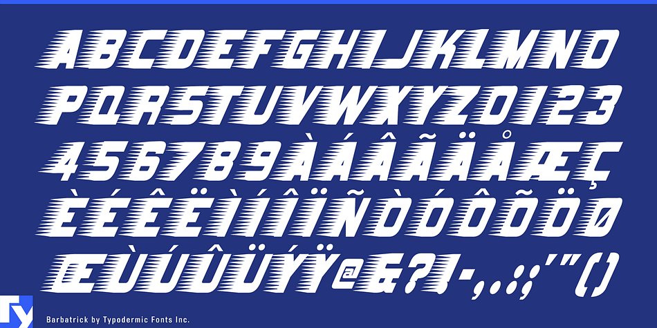 Displaying the beauty and characteristics of the Barbatrick font family.