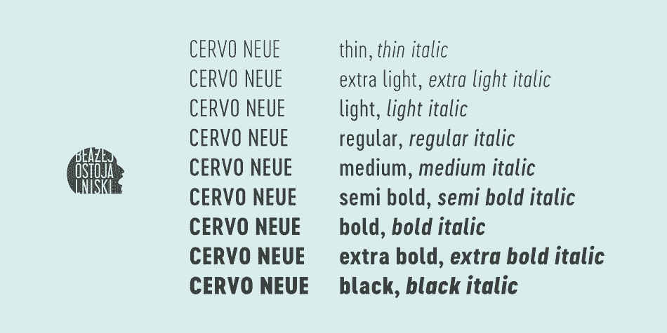 Font Cervo is inspired by a "You And Me Monthly" published by National Magazines Publisher RSW „Prasa” that appeared from Mai 1960 till December 1973 in Poland.