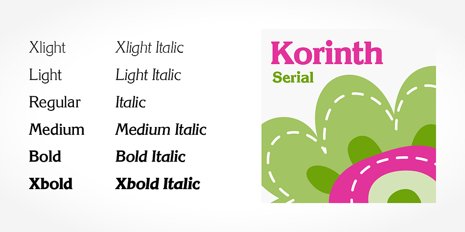 Highlighting the Korinth Serial font family.