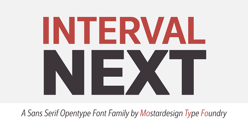 Interval Next  is a modern sans serif font family that is the successor of the successful Interval Sans Pro.