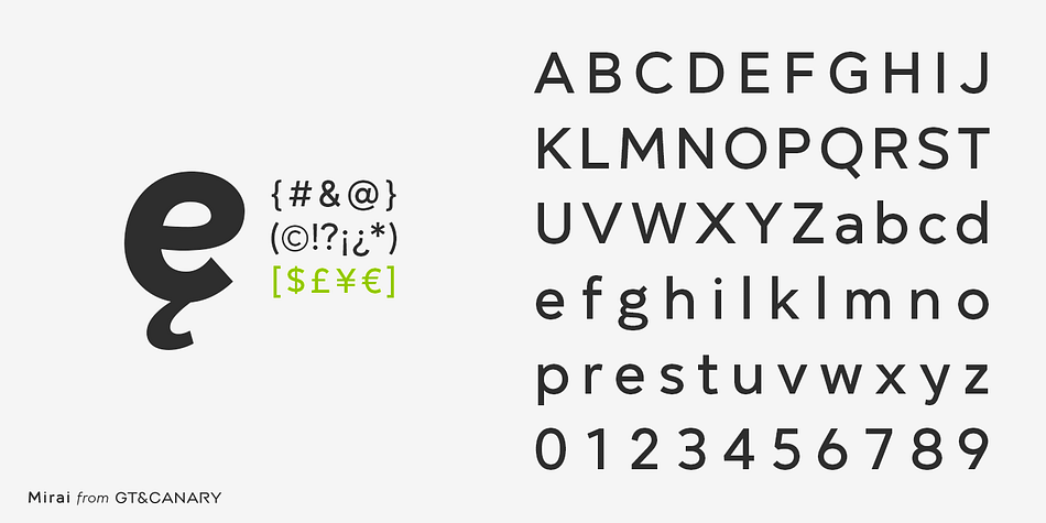 Displaying the beauty and characteristics of the Mirai font family.