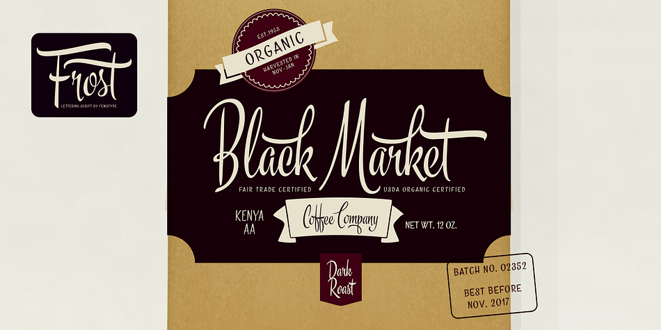 Highlighting the Frost font family.