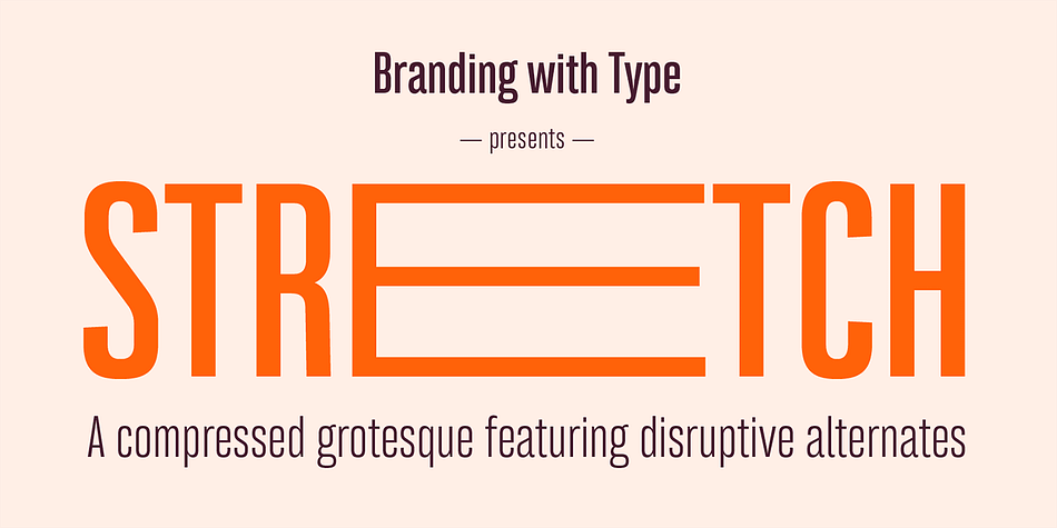Bw Stretch is a compressed grotesque Sans serif suited for display but also body text purposes.