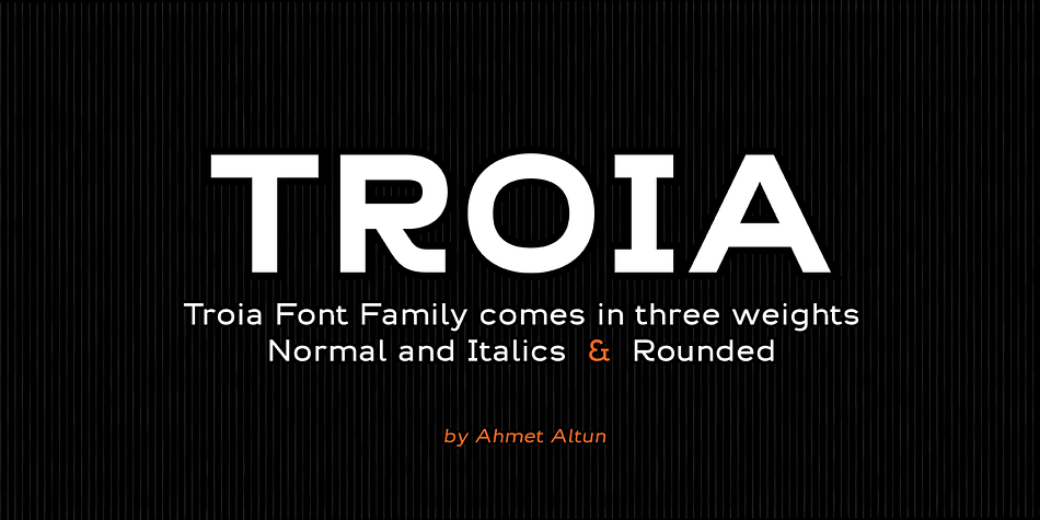 Troia Font Family comes in three weights; normal and italic.