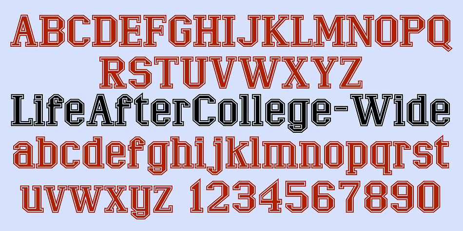 Displaying the beauty and characteristics of the LifeAfterCollege font family.