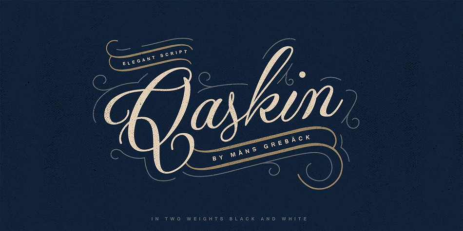 Qaskin is an elegant script typeface in two versions; Black and White.