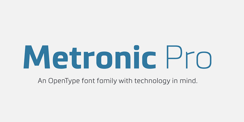 Created by Olivier Gourvat in early 2013, Metronic Pro is a sans-serif typeface with a technological and minimalist look for text and headlines.