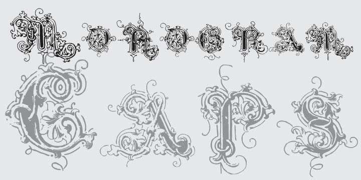 Displaying the beauty and characteristics of the Intellecta Monogram Caps font family.