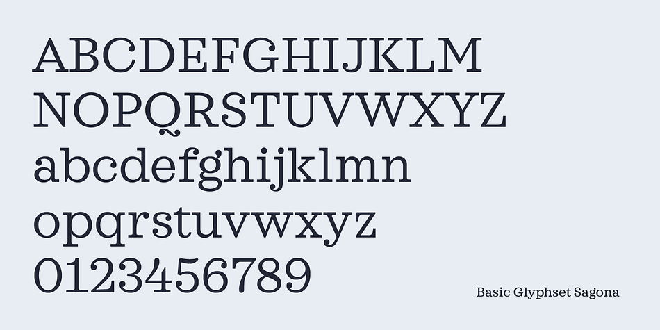 Sagona font family sample image.