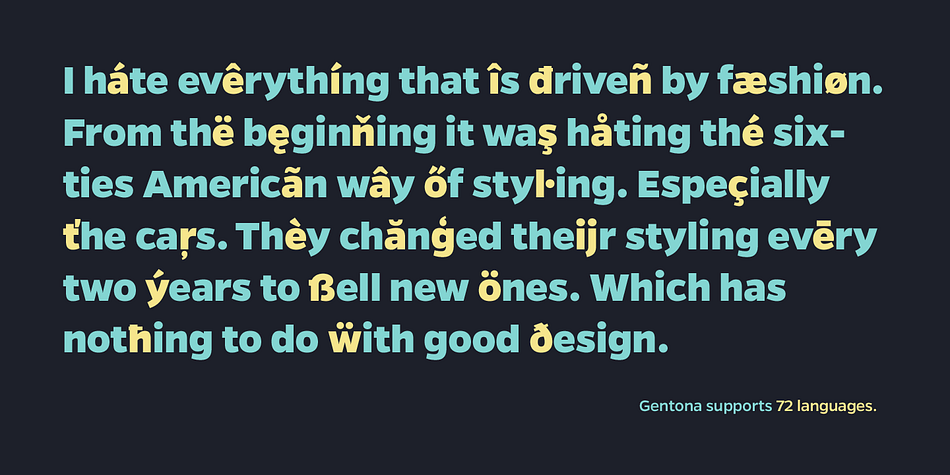 Emphasizing the popular Gentona font family.