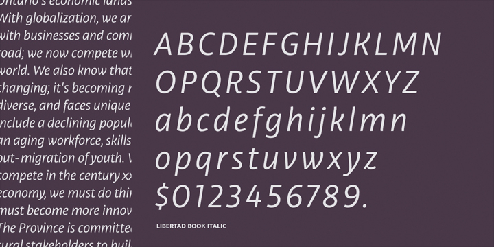 Libertad font family example.