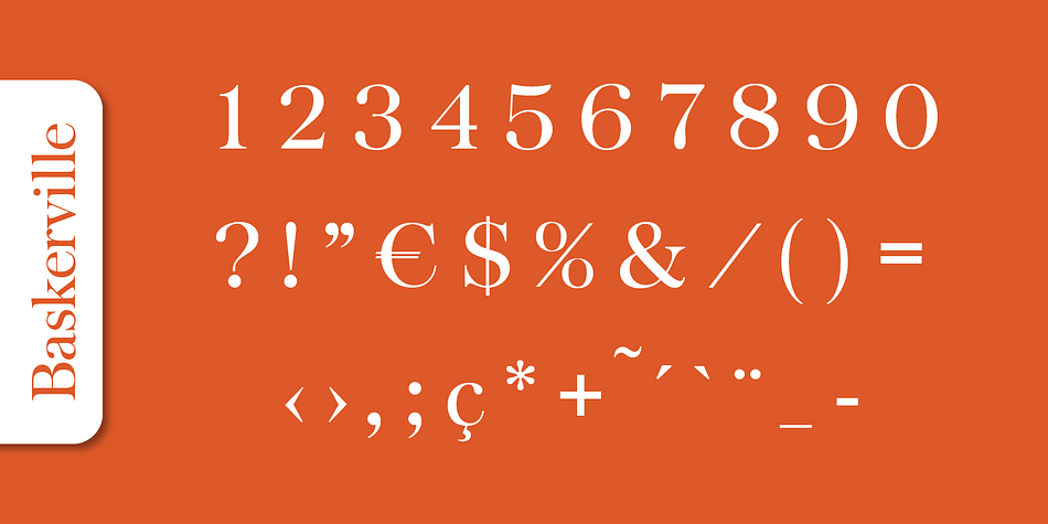 Baskerville Serial font family example.