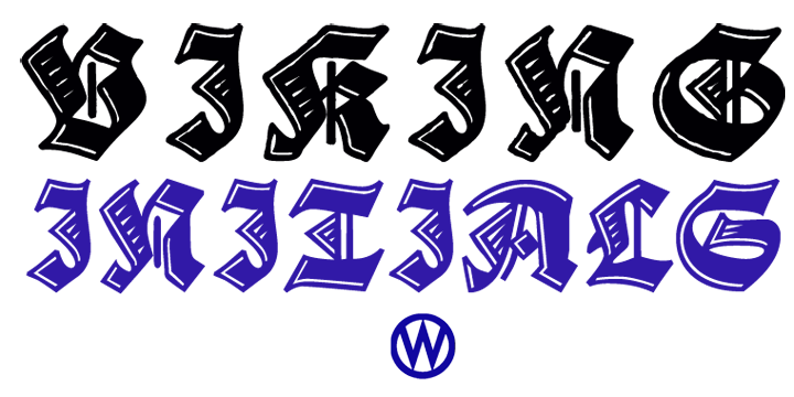 »Viking Initials« are pure brute-force blackletter initials of the time just before the Nazis started to rule, somehow these initials are typical for that period.