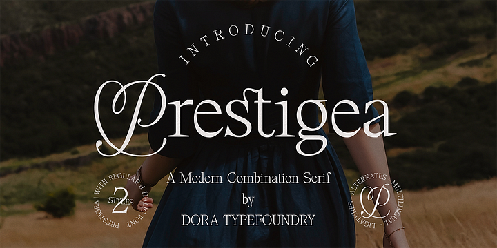 Prestigea font family by Dora Typefoundry