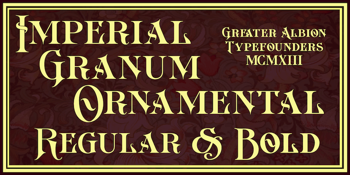 The regular form of Imperial Granum (which is inspired by a beautifully hand-lettered early 20th century food advertisement) offers two sizes of capitals, in order to provide true 