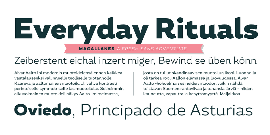 Magallanes Essential font family example.