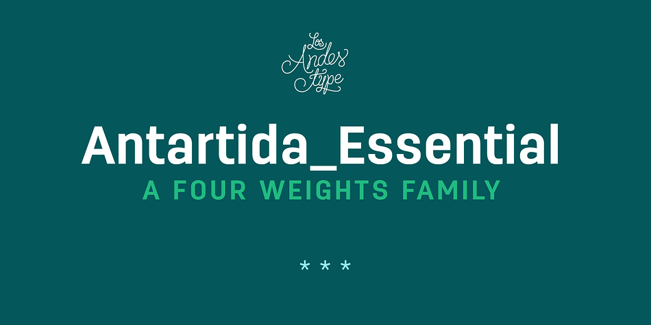 Displaying the beauty and characteristics of the Antartida Essential font family.