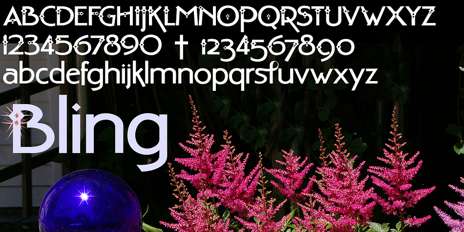 Displaying the beauty and characteristics of the Bling font family.