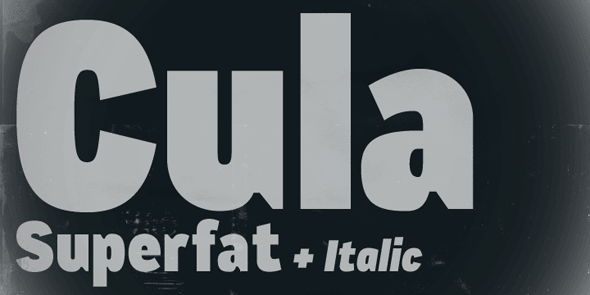 CA Cula Superfat is a distinctive fatty typeface, mainly intended for display purposes.