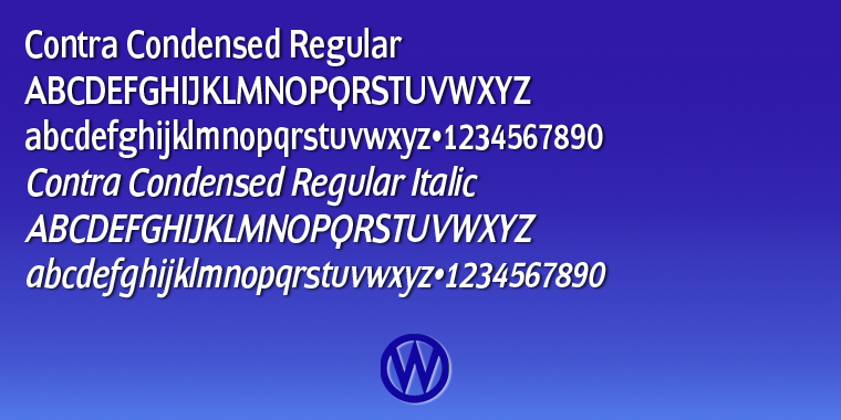 Highlighting the Contra Condensed font family.