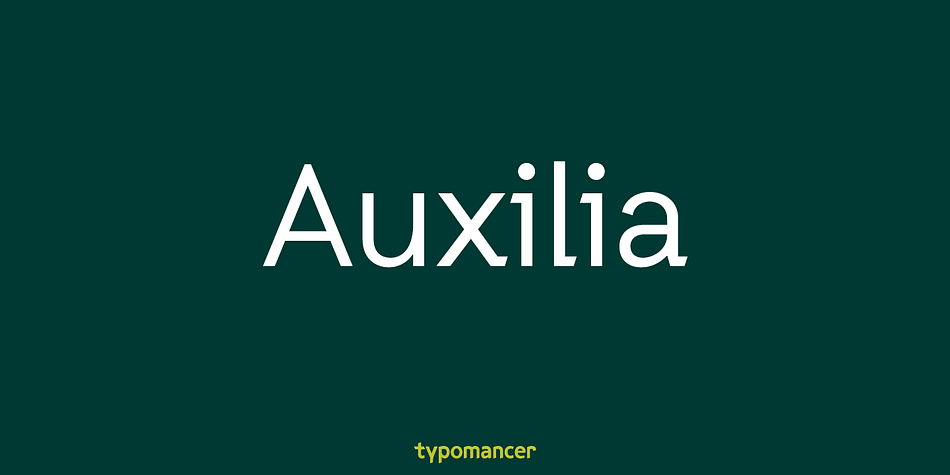 Auxilia is a geometric sans serif font with a bit of humanist feeling.