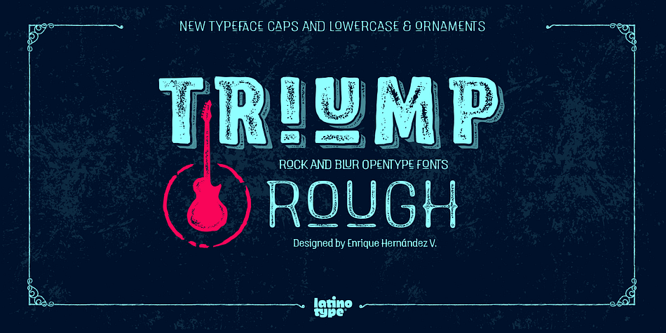 The Triump Rough typeface comes with 2 different subfamilies: Blur, a soft, delicate font with a vintage and hipster feel that gives your design a breath of fresh air; and Rock, a strong, hard font in upper and lower case well-suited for high-impact headlines.
