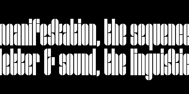The included non-traditional ‘weights’ (Medium and Bold) are completely blacked out, creating entirely new letterforms that exhibit a very stark, contemporary sense.