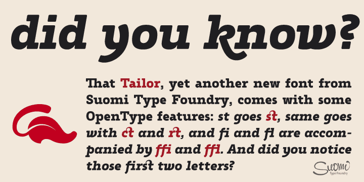 Displaying the beauty and characteristics of the Tailor font family.