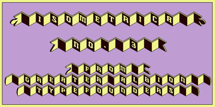 Isometrica is also a meeting of architectural drawing and typeface design, given bold two coloured concertina banners with letters appearing page by page.