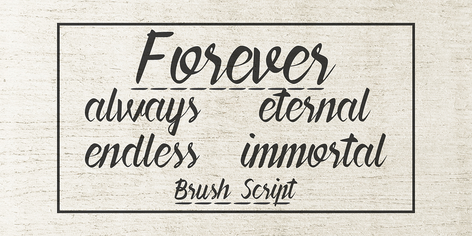 Forever Brush Script font family example.