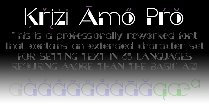 Krizi Amo Pro font family example.