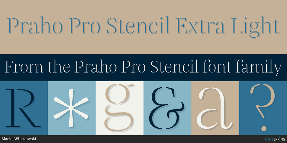 Praho Pro Stencil Extra Light Font