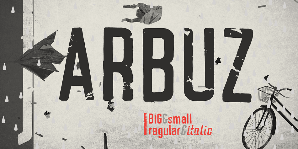 Arbuz is sans serif and distressed font.