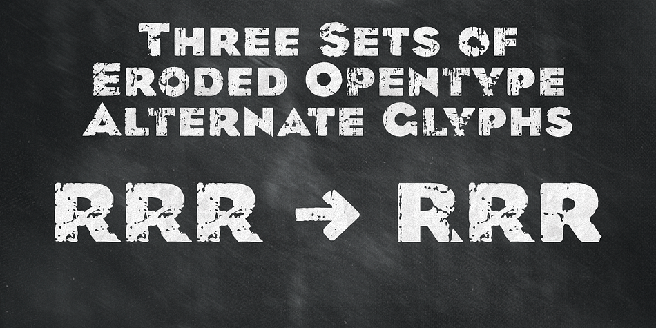Three sets of uniquely eroded letters automatically cycle to create a worn vintage look.