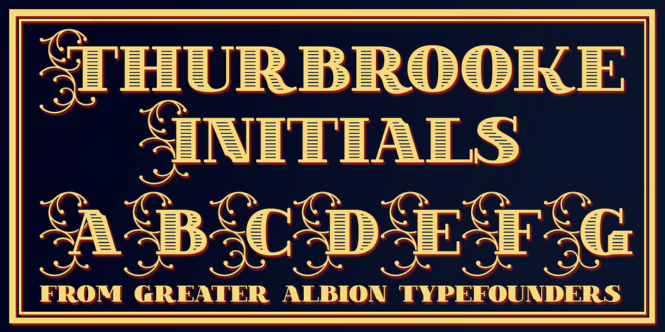 Thurbrooke Initials is a set of initial capitals, which blend in perfectly with Thurbrooke Reverso, or which also make splendid drop capitals.